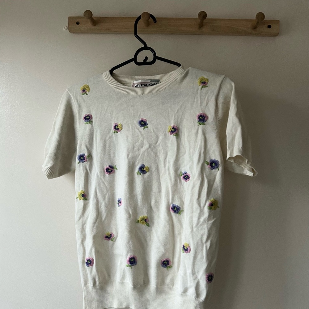 Floral Embroidered Cream Blouse